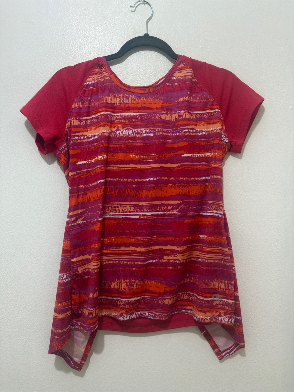 Reel Legends Pink & Orange Striped Short Sleeve Top